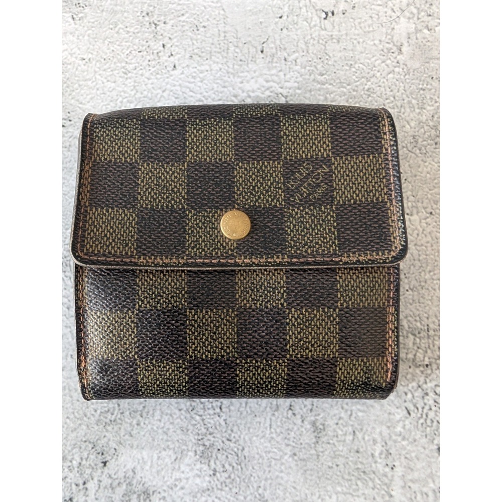 AUTHENTICATED LOUIS VUITTON DAMIER EBENE COMPACT TRIFOLD WALLET WITH COA - Picture 3 of 13